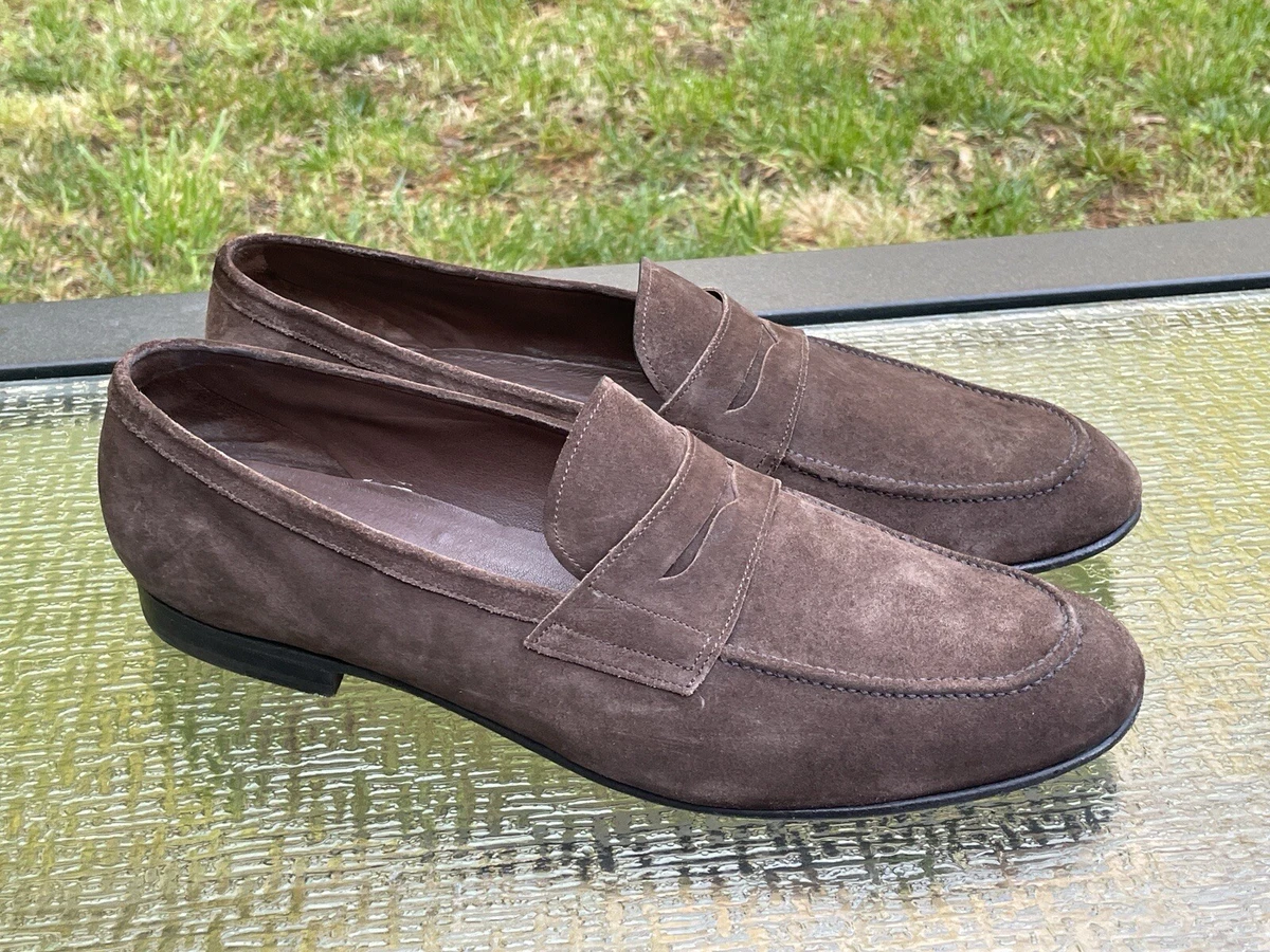 Mens tan clearance suede penny loafers