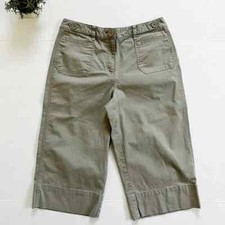 Vintage Talbots Stretch Wide Leg High Waist Culotte Pants in Green Gray Sz 10