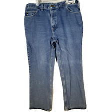FR Carhartt Men's Jeans 38 X 30 Blue Denim Mid-Rise 5-Pockets Straight Leg M1712