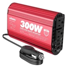 300Watt Pure Sine Wave Power Inverter for Car with PD30W Type C and QC 3.0 USB 