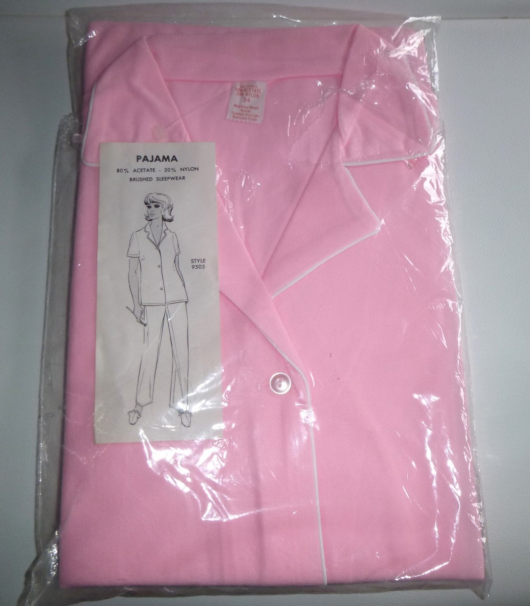 NOS Vtg 60s 70s Milco Undergarments Brushed Acetate & Nylon Pink