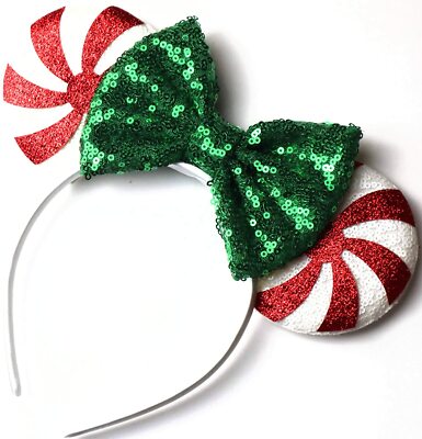 Disney Peppermint Swirl Minnie Ears Headband Christmas Peppermint Swirl Mouse Ears, Disney Ears, Minnie  main image 3