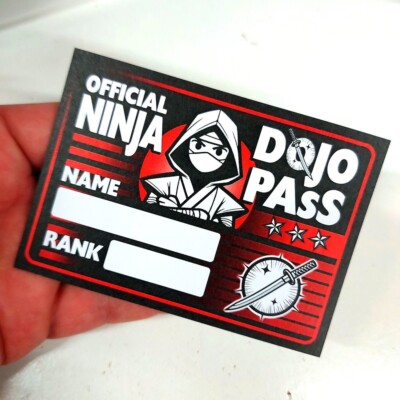 12er Pack - Ninja Dojo Pässe - anpassbare Party Gastgeschenke & Rangkarten