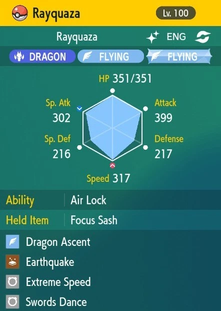 POKÉMON Pokemon Scarlet and Violet 6iv Shiny Max EV Rayquaza
