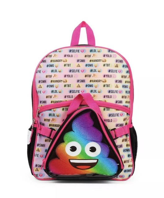 Kid’s Rainbow Emoji Backpack & Lunchbox Combo Poop Emoji Hashtags Black Pink eBay