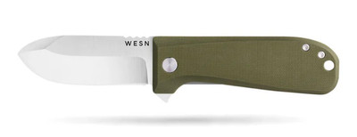 WESN the Allman Folding Pocket Knife Green, G10 Scales Handle, S35VN Steel Blade