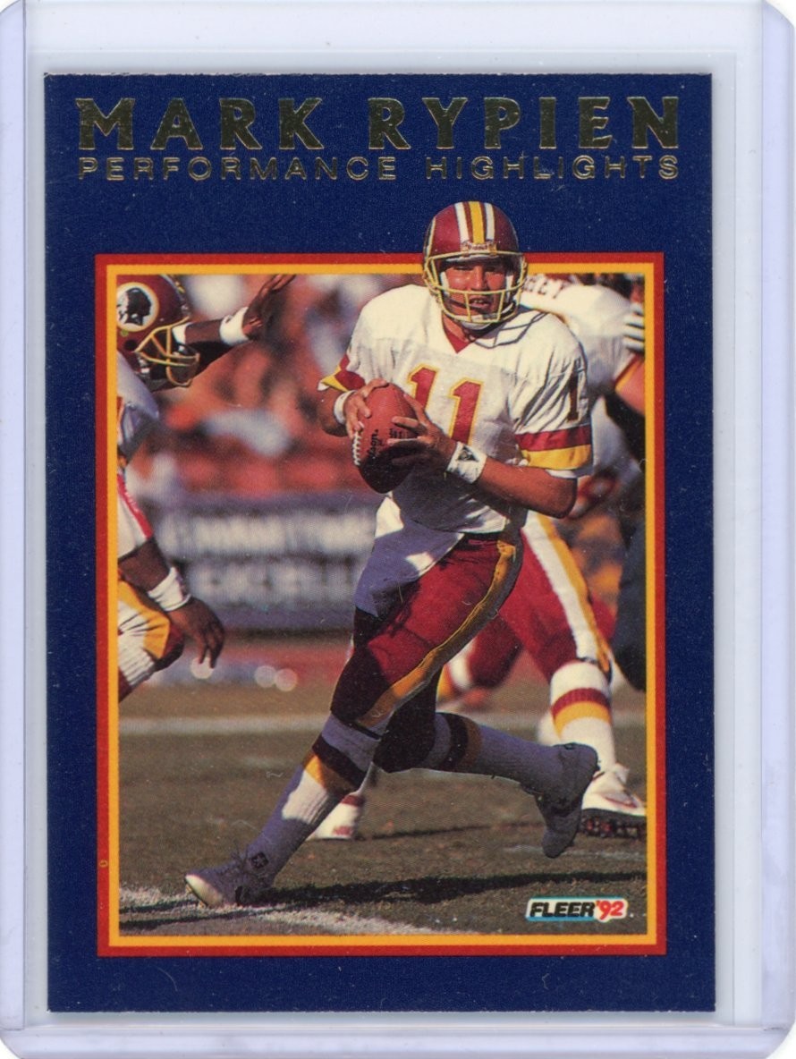 1992 FLEER MARK RYPIEN PERFORMANCE HIGHLIGHTS INSERT #5 WASHINGTON REDSKINS