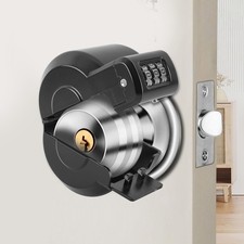 Door Knob Lock Combination Child Proof Cover Out Device Black