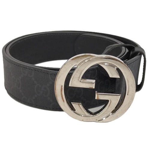 Used GUCCI Interlocking G Belt GG Supreme Leather Black 411924