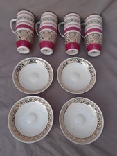 4 Whittard of Chelsea After Dark Fine China Tall Latte Mug & Saucer  Set