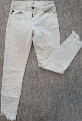 KanCan Curvy White High Rise Skinny Jeans Stretch Frayed Hem Women's Size 5/26