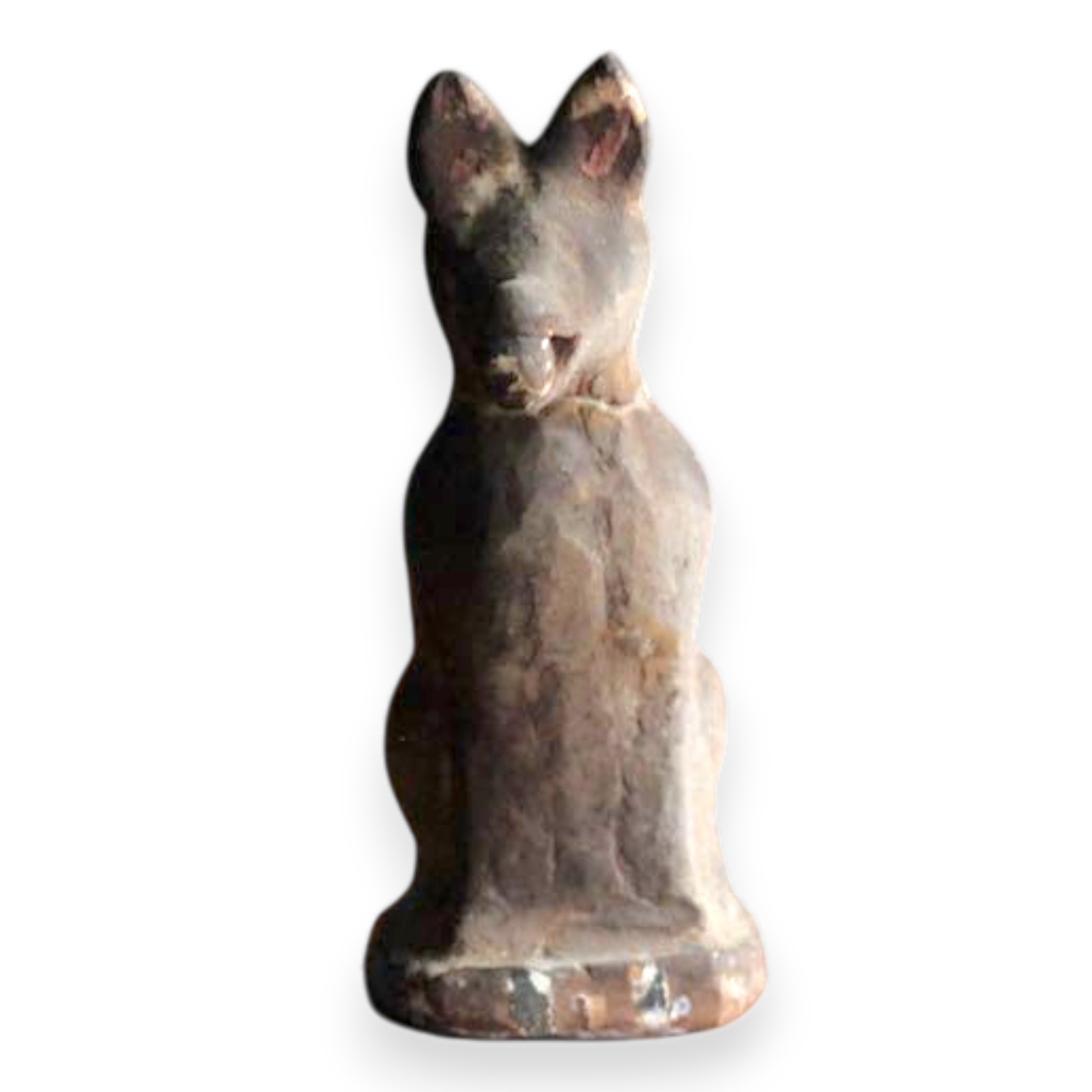 Antigua estatua de cerámica de zorro Inari del siglo XIX estatuilla japonesa de dios sintoísta de 4,4 pulgadas