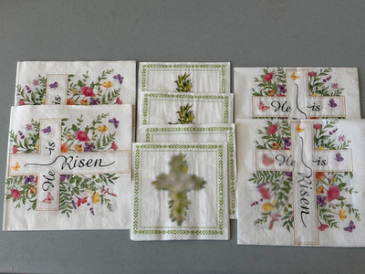 Easter Napkins ''He is Risen' - 8 napkins; 4 designs-Free Shipping!