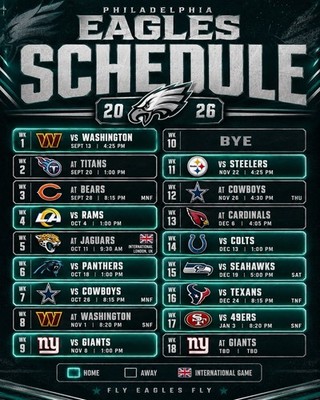 Eagles 2026 Football Schedule Refrigerator Magnet Laminated NFL Fan Gift