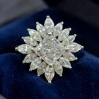 VTG Signed CZ Marquise Starburst Cluster 925 sterling silver cocktail ring 8.75
