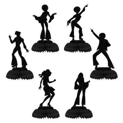 70's Disco Honeycomb Table Centerpieces  6Pcs Glitter Dance Party Decor