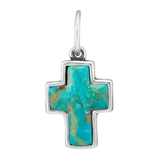 New Silpada 'Blue Divine' Sterling Silver Compressed Turquoise Cross Pendant