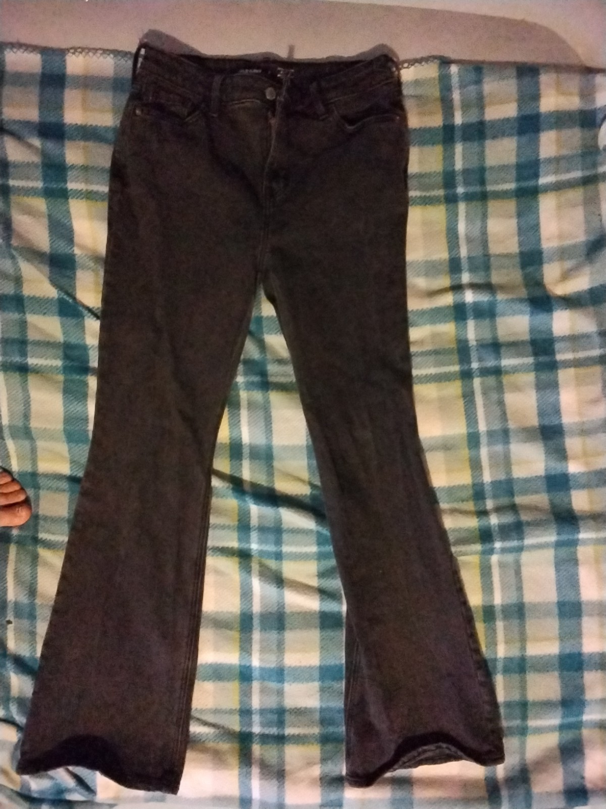 Old Navy Size 6 Extra Black High Raise Flare Secert Smooth Pockets Denim Jeans