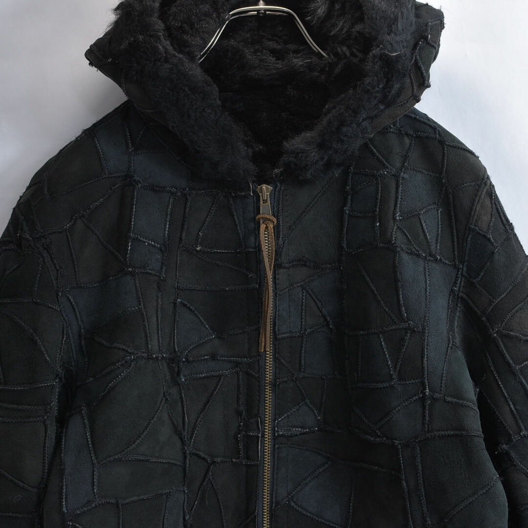 ~ JUNMEN Patchwork Design Shearling Mouton Jacket… - image 1