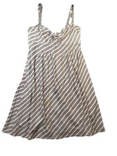 American Eagle Striped Tie Strap Midi Dress Gray Womens 4 Cotton 1152