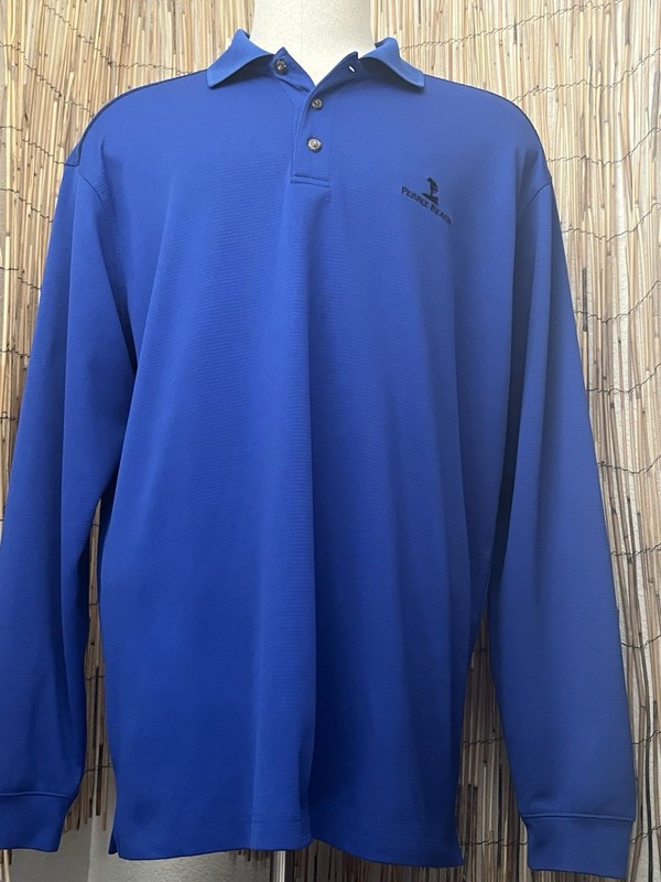 Pebble Beach Mens LS 3 Button Golf Polo-Size XL-100% Poly Knit 