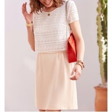 Sezane Nine Dress Nude Short Sleeve Lace Cream Size 44