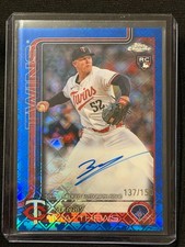 Zebby Matthews 2025 Topps Chrome Logofractor Blue Auto #137/150 (RC) - Twins