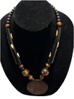 Tribal buffalo horn necklace with Round fish carved pendant — photo 2