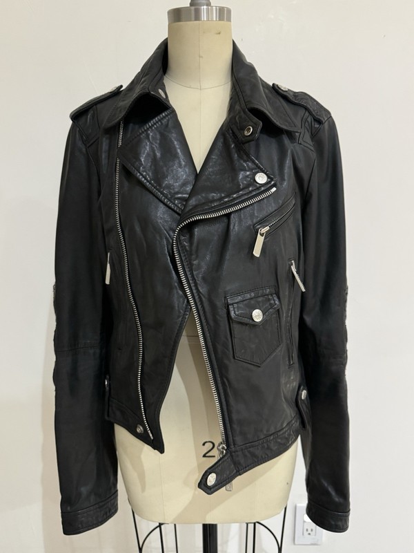 Authentic $2800 DISQUARED2 Black Leather Motorcycle Jacket Size 46