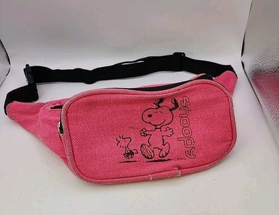 Vintage 80s 90s SNOOPY DOG Purse Fanny Pack  Crossbody Bag Hot Neon Pink Peanuts