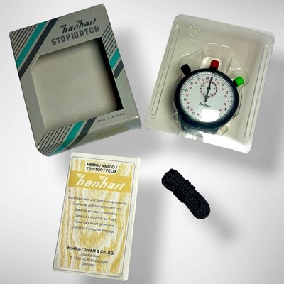 Hanhart Amigo 機械式ストップウォッチ 手巻き式 アナログウォッチ Vintage Hanhart Amigo Stopwatch 1/10 Sec, Complete w/ Box, Papers