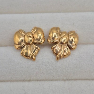 Vintage Ohrstecker goldfarbene Schleife Knotenband