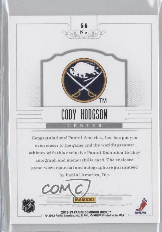 2012-13 Panini Dominion Peerless /40 Cody Hodgson #56 Patch Auto - Image 2 of 2