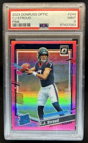 2023 Panini Donruss Optic C.J. Stroud Pink Prizm RC Rated Rookie #244 PSA 9