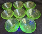 Vintage Anchor Hocking Green Uranium Depression Glass Dessert Cup Set of 8