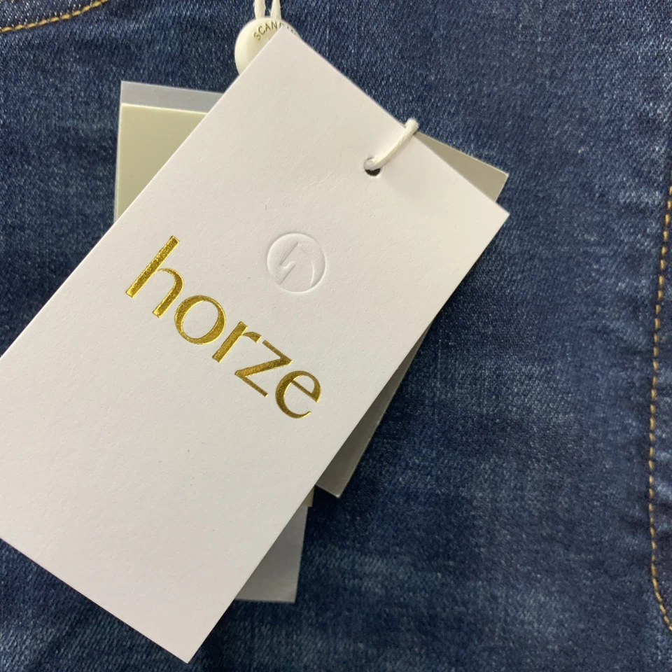 Horze Kaia Womens High Waist Denim Silicone Full Seat Breeches Dark Blue Size 32 - Image 4 of 4