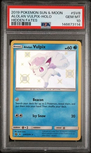 Pokemon Card PSA 10 Shiny Alolan Vulpix SV8/SV94 Hidden Fates