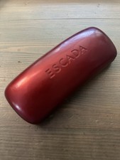 VTG Escada Clam Shell Glasses Case Ruby Red Velvet Lined Sunglasses Eyeglass