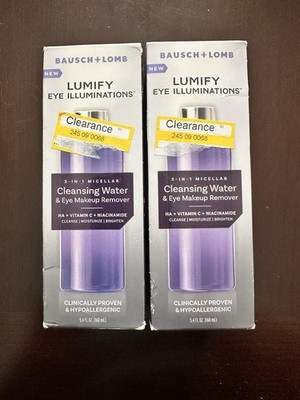 Lot of 2 Bausch + Lomb Lumify Cleansing Water & Eye Makeup Remover 5.4 oz Each