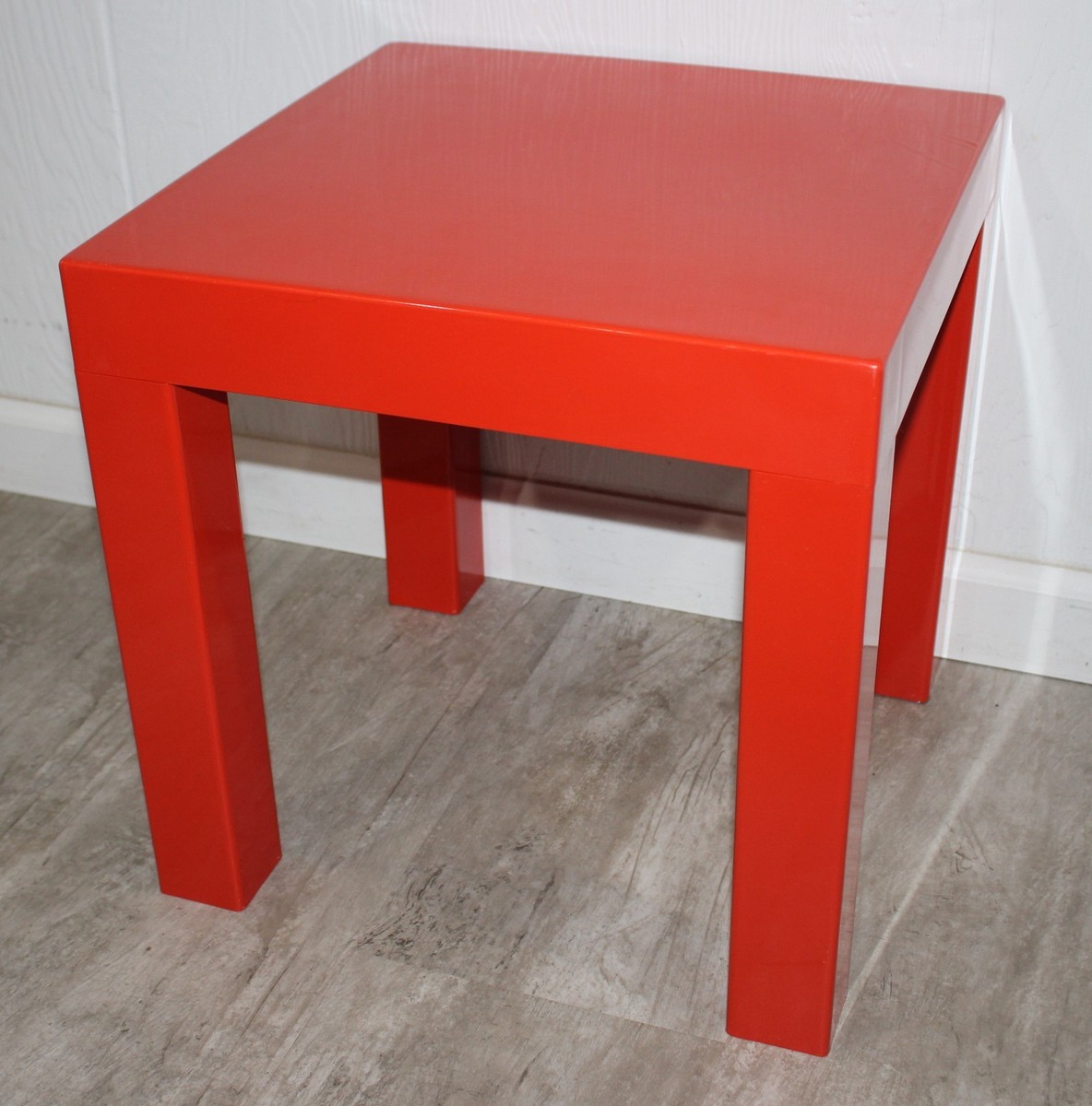 Vintage Parsons? Plastic End Table Red/Orange Square Cube 70s/80s