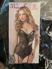 Seven Til Midnight Perforated Lace Black Teddy #10585 Medium Sexy Lingerie