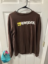 Vtg Quicksilver Shirt Y2K Logo Large brown Lo...