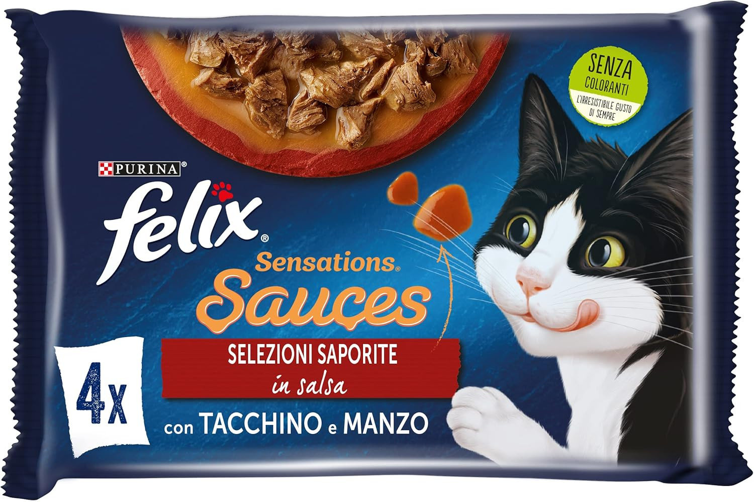 Scorta 48x85g Felix Sensations Sauces Gatti Adulti Manzo Tacchino - 2