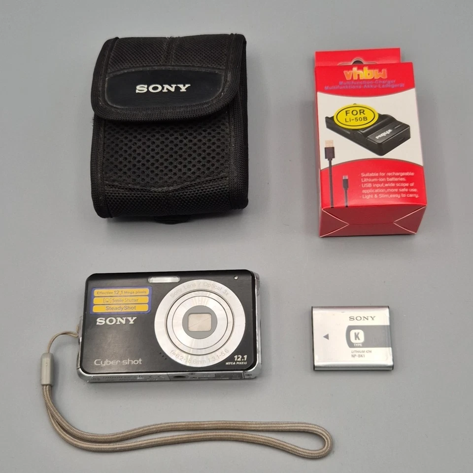 Sony Cyber-Shot DSC-W190 12.1MP Digital Camera Compact Black, Charger, READ - Photo 2/4