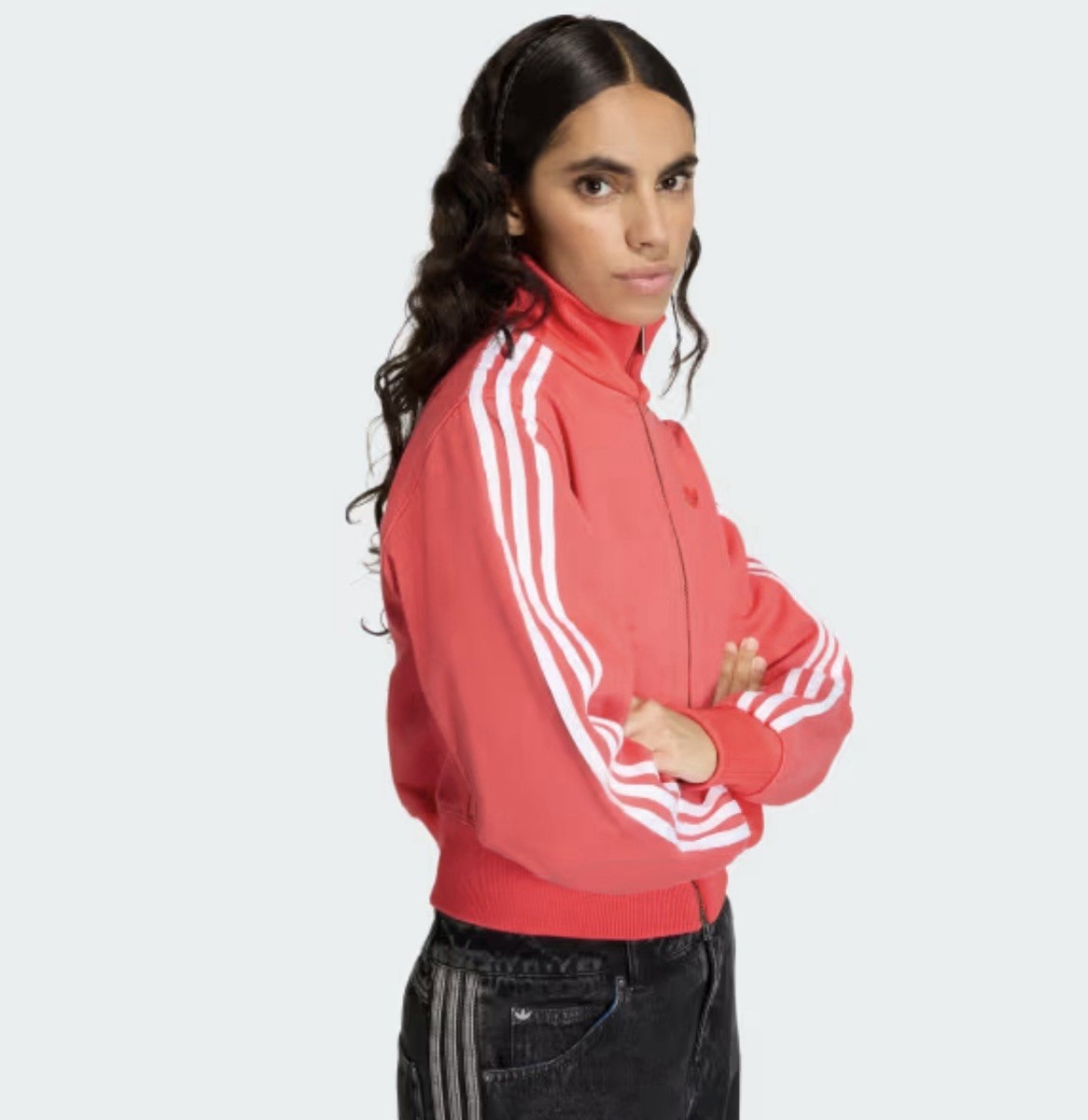 Adidas Adicolor Denim Track Top Jacket Red White | size XL