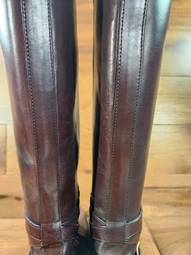 Frye Woman's Burgundy Cordavan Color Leather Tall Riding Boots Side Zip Size 8 B - Afbeelding 12 van 24