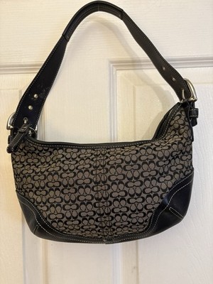 Coach Black Soho Signature Logo Canvas Leather Handbag 6351 Purse