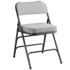 Lancaster Table & Seating Gray Fabric Folding Chair with 2" Padded Seat - 4/Case