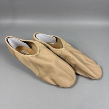 BLOCH Neo-Flex Leather Split Sole Slip on Jazz Shoes Neoprene Arch Tan 9.5 DANCE