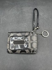Coach Classic Print Key Ring ID Window Wristlet EUC